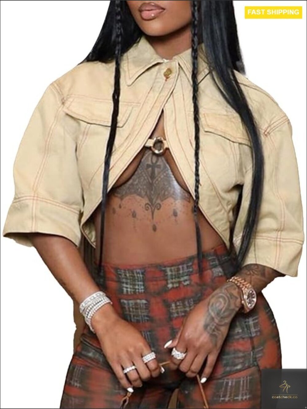 Cropped Denim Jacket Short Sleeve Cut Out Button Down Y2K Chic Clubwear